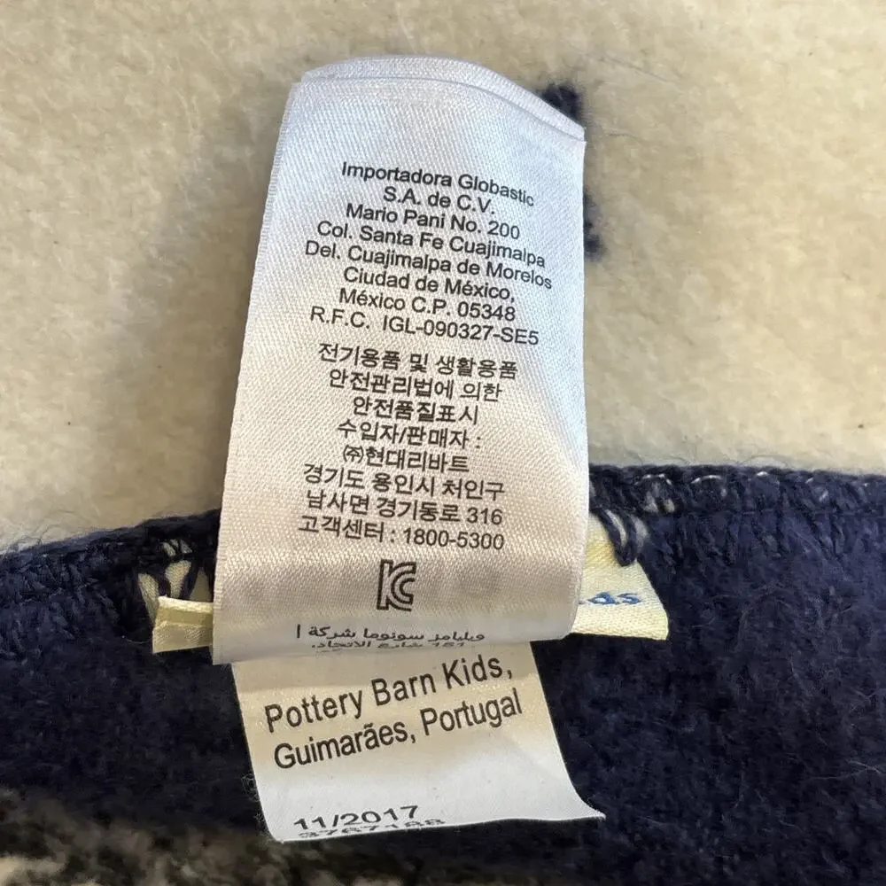 POTTERY BARN KIDS BABY BLANKET CRIB FUZZY BLUE NAUTICAL WHALE SAILBOAT NAVY RARE
